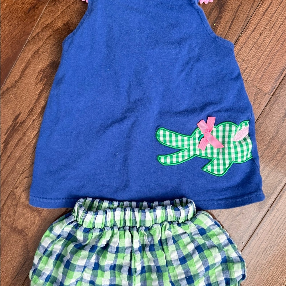 Classic Whimsy Blue and Green Kids Short Set